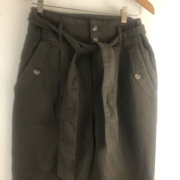 Loft olive green Tie Waist Slim Ankle Pants size 8 - Picture 3 of 6